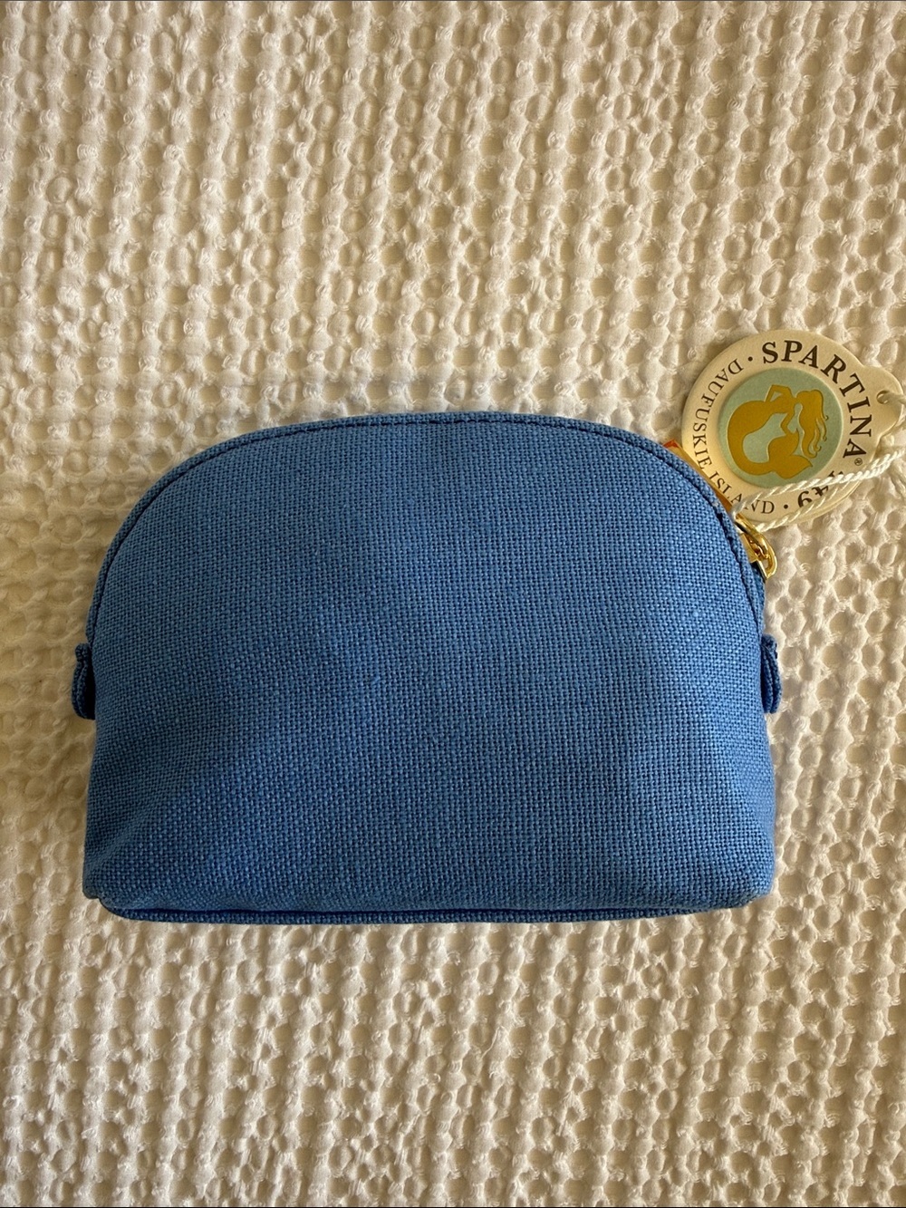 Spartina 449 Sky Blue Canvas Pouch with Gold Hardware - Picture 5 of 5